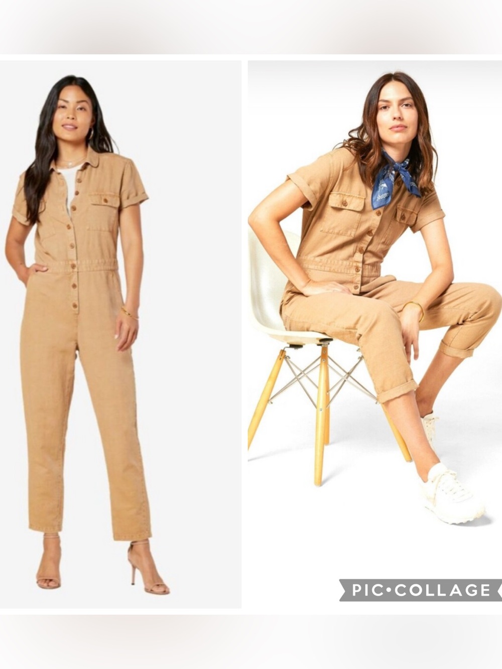 Outerknown Tan Short-Sleeve Utility Jumpsui size M